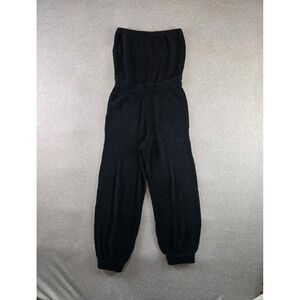 Free People FP Beach Claire Jumpsuit Size M Black Terry Strapless One-Piece